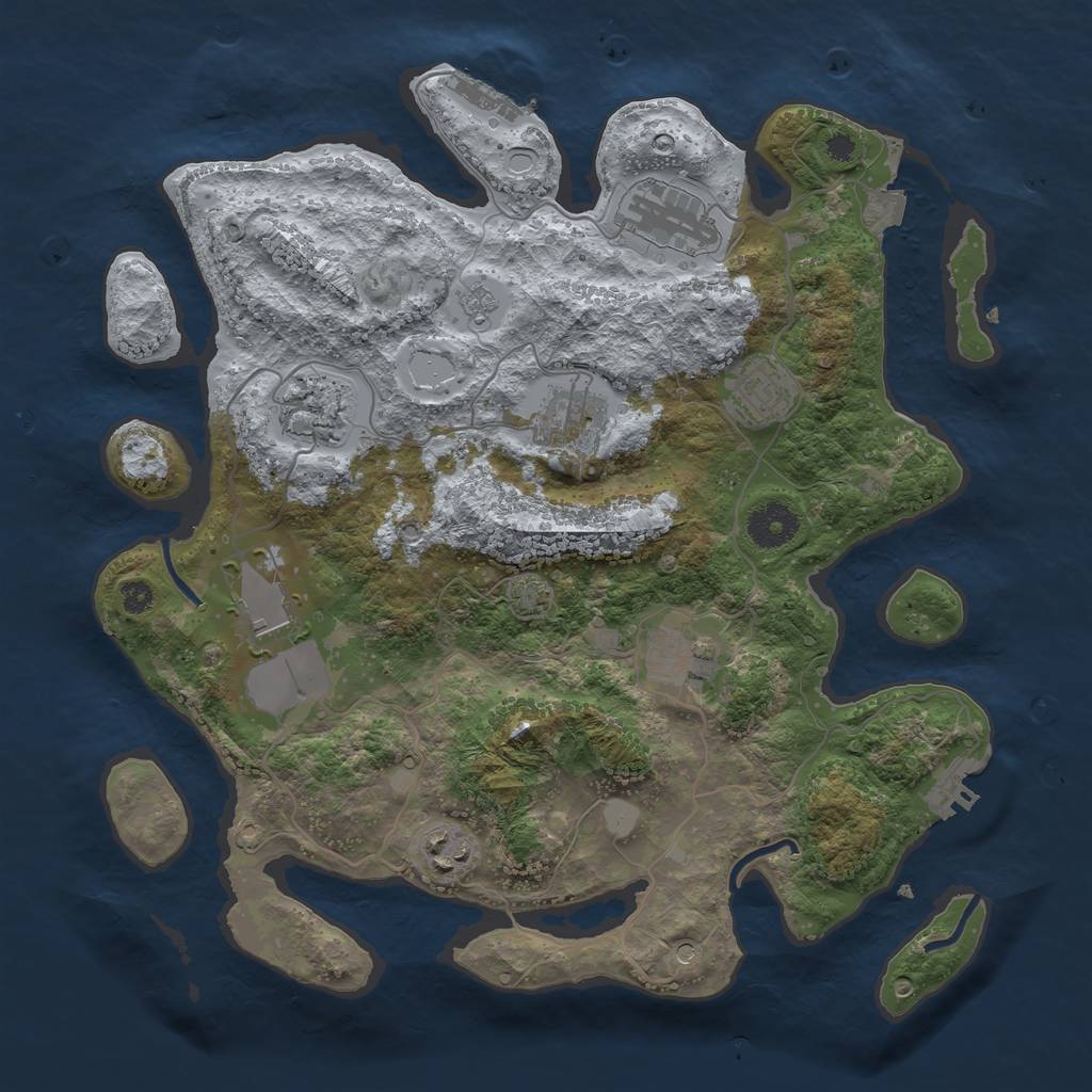 Rust Map: Procedural Map, Size: 3500, Seed: 7077855, 15 Monuments