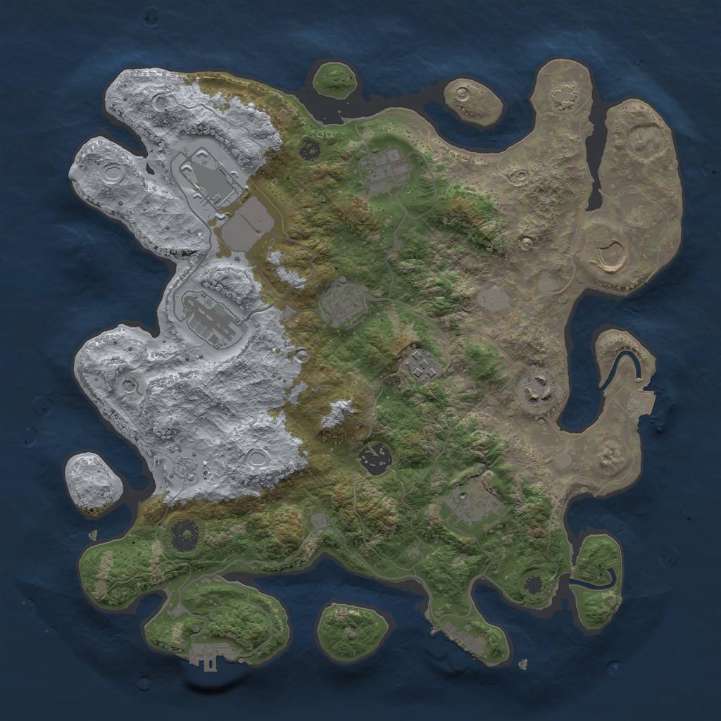 Rust Map: Procedural Map, Size: 3500, Seed: 851681982, 17 Monuments