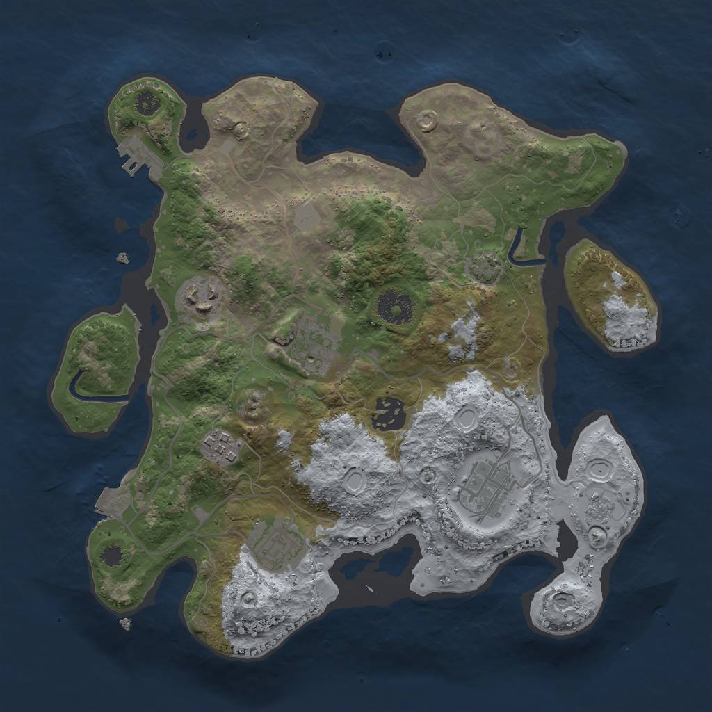 Rust Map: Procedural Map, Size: 3000, Seed: 289589623, 12 Monuments