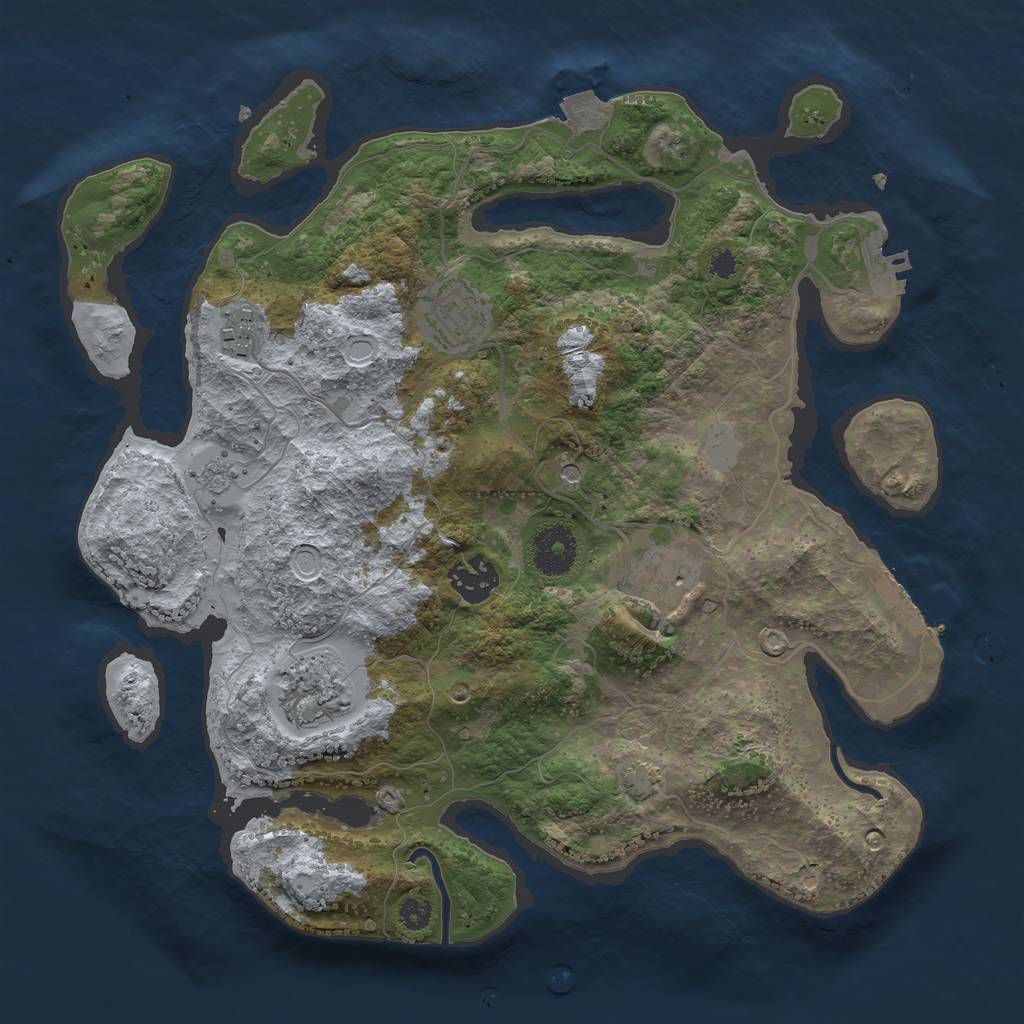 Rust Map: Procedural Map, Size: 3250, Seed: 1107836341, 13 Monuments