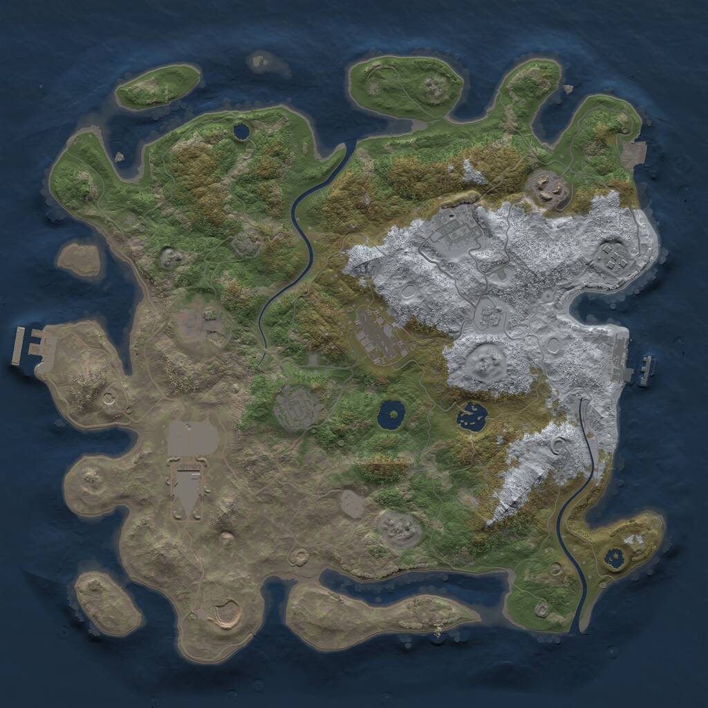 Rust Map: Procedural Map, Size: 3700, Seed: 424110066, 15 Monuments
