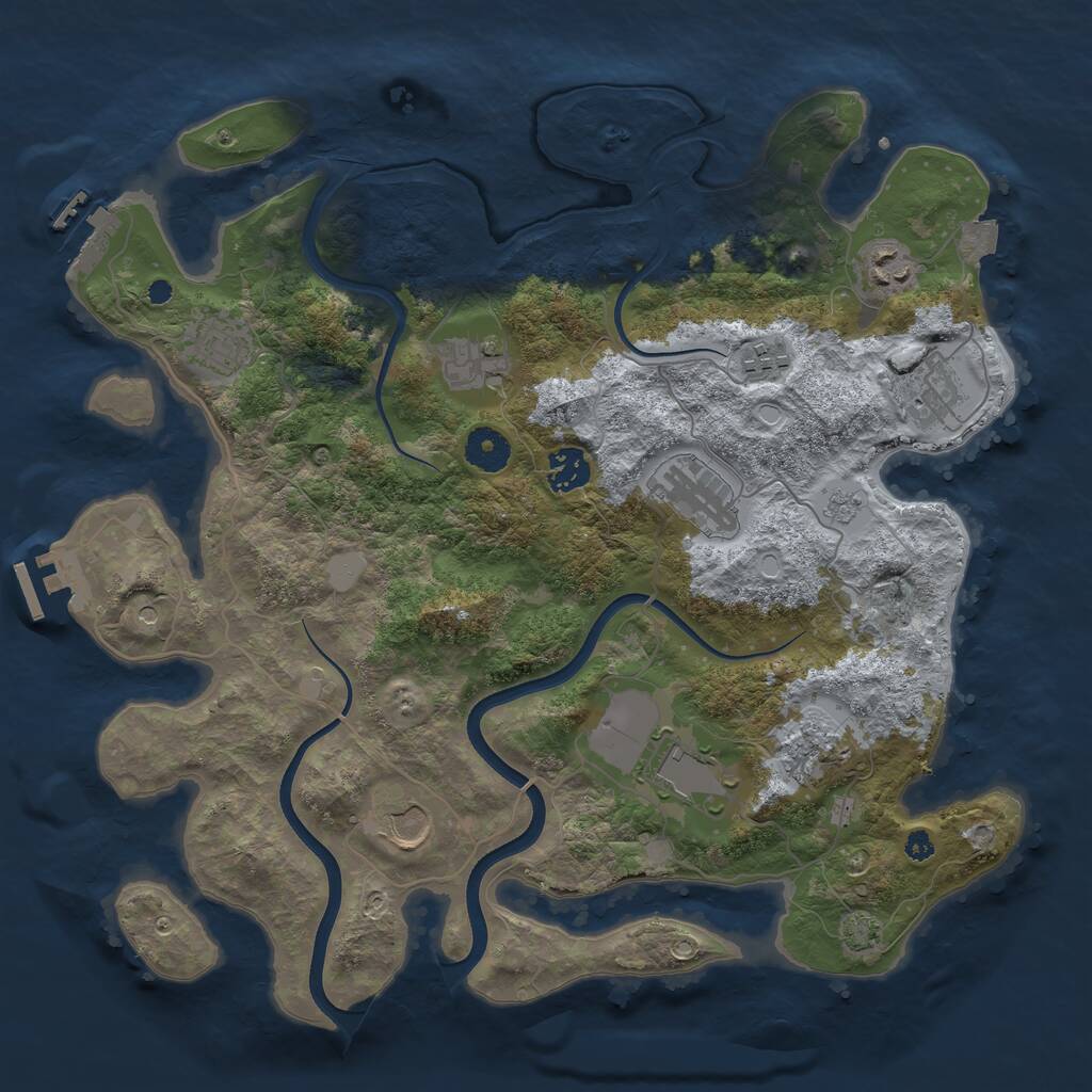 Rust Map: Procedural Map, Size: 3700, Seed: 424110066, 16 Monuments