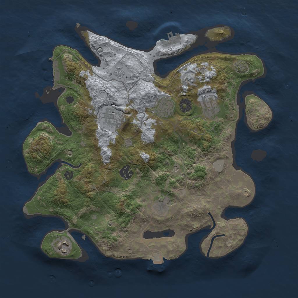 Rust Map: Procedural Map, Size: 3300, Seed: 993956580, 14 Monuments