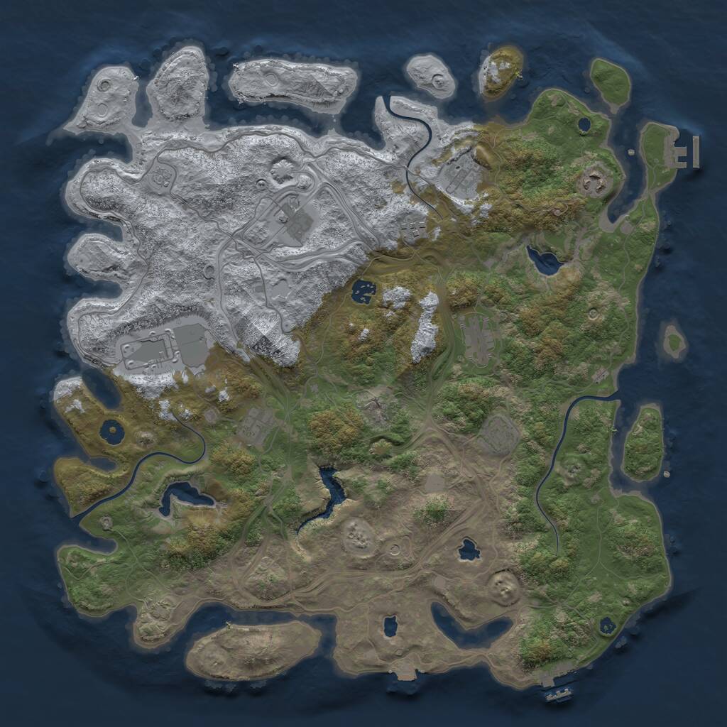 Rust Map: Procedural Map, Size: 4500, Seed: 2094676341, 15 Monuments