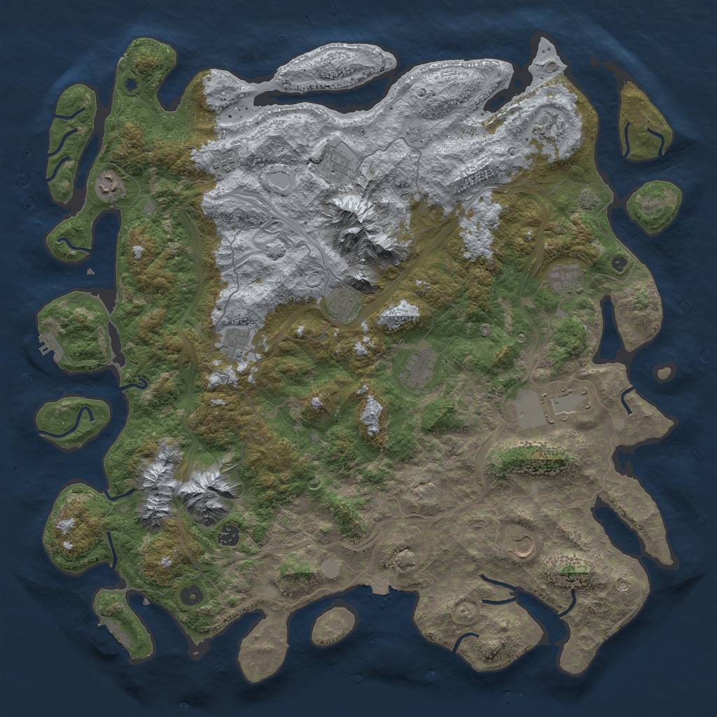 Rust Map: Procedural Map, Size: 5000, Seed: 988808299, 19 Monuments