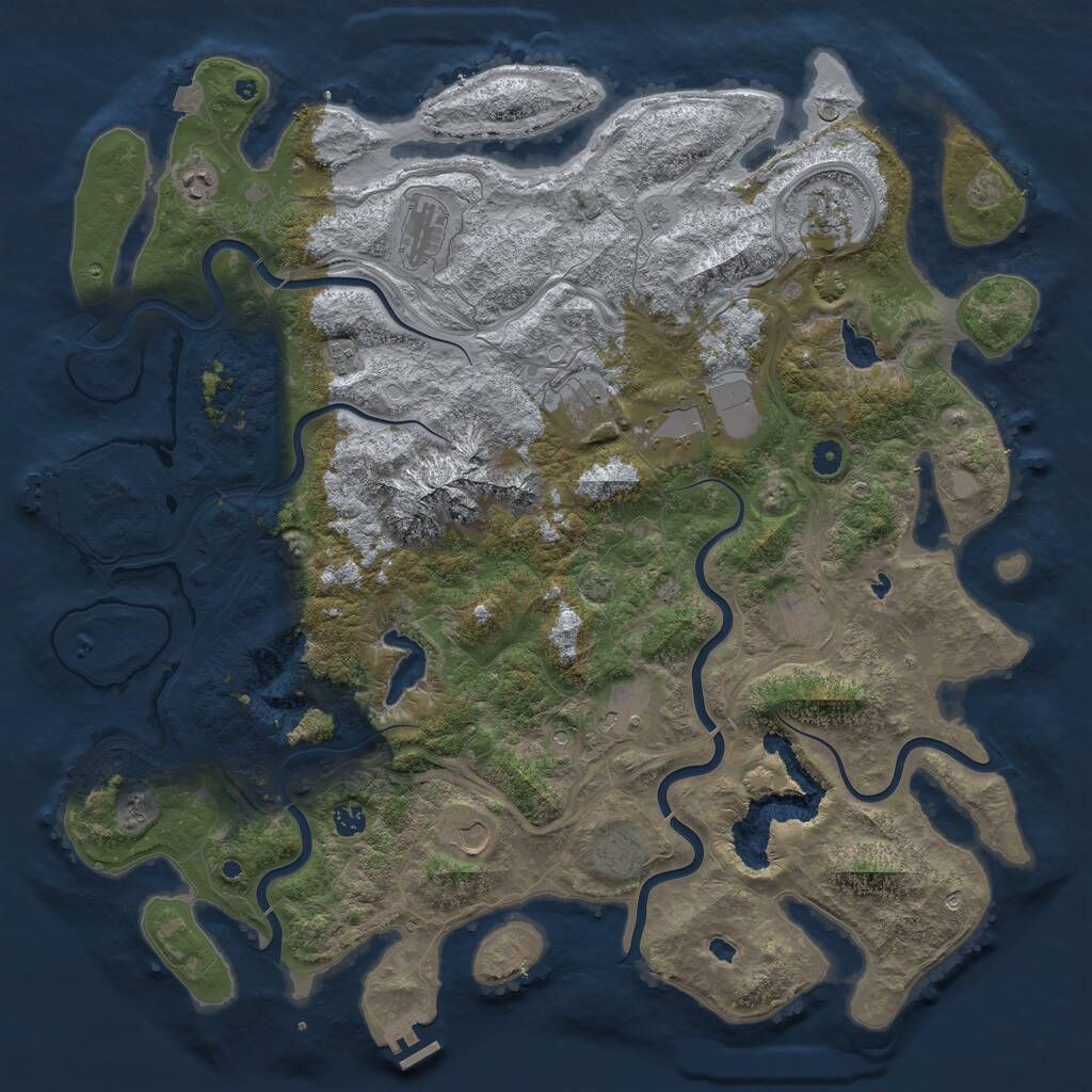 Rust Map: Procedural Map, Size: 5000, Seed: 988808299, 17 Monuments