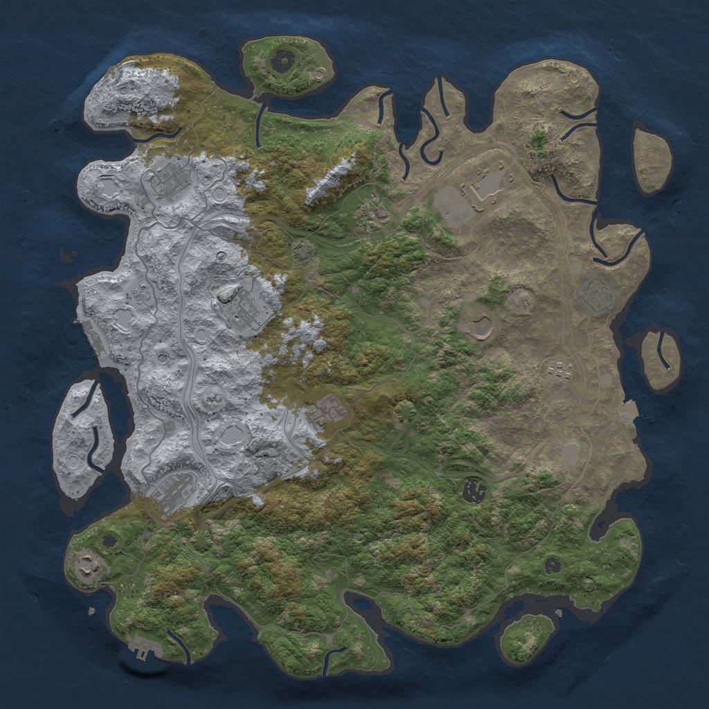 Rust Map: Procedural Map, Size: 4500, Seed: 8122023, 19 Monuments