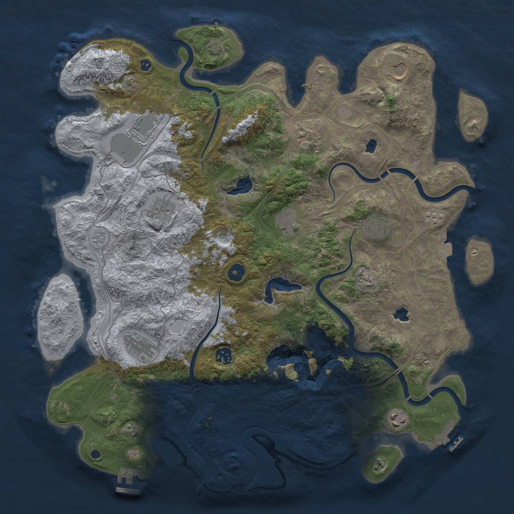 Rust Map: Procedural Map, Size: 4500, Seed: 8122023, 16 Monuments
