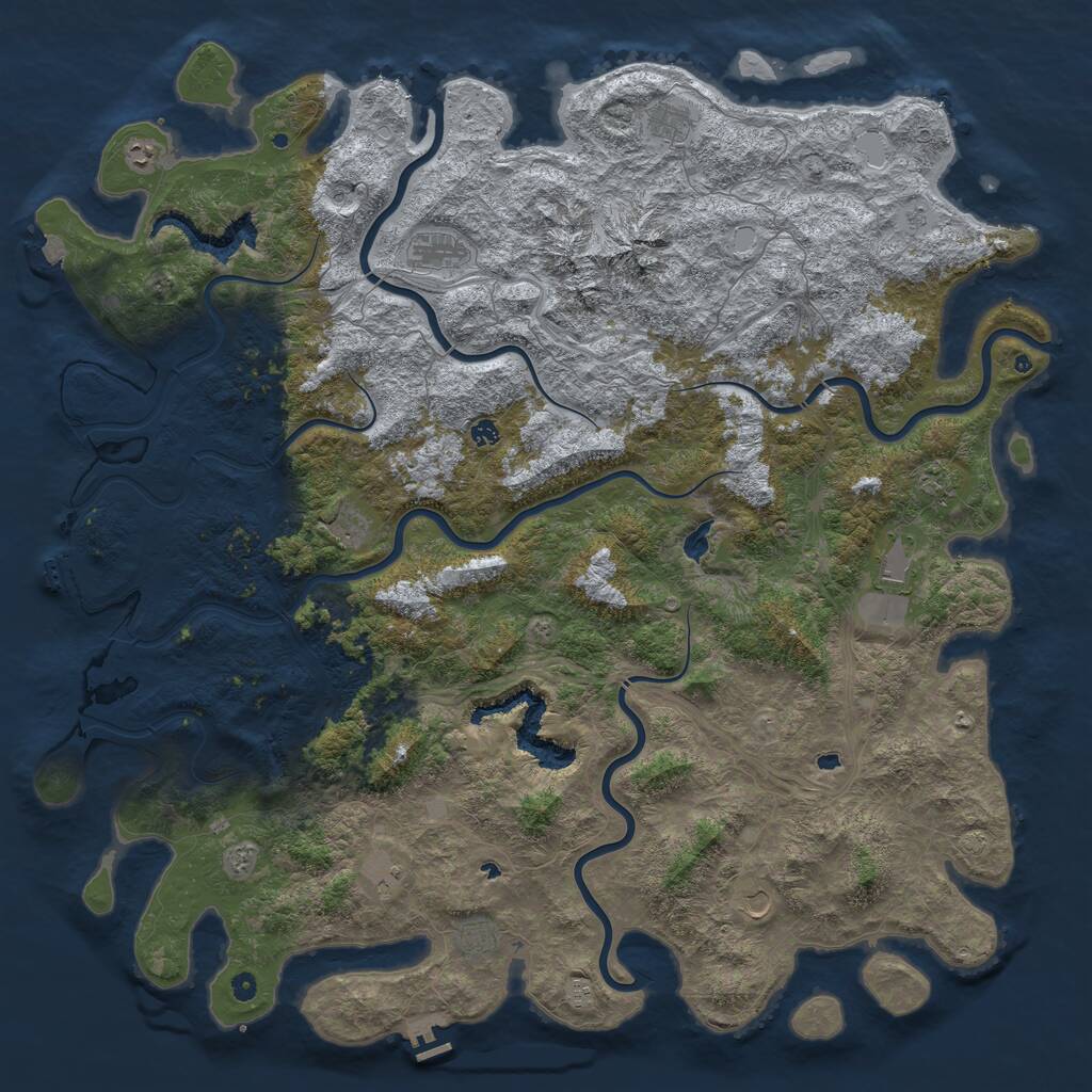 Rust Map: Procedural Map, Size: 6000, Seed: 2144148954, 17 Monuments