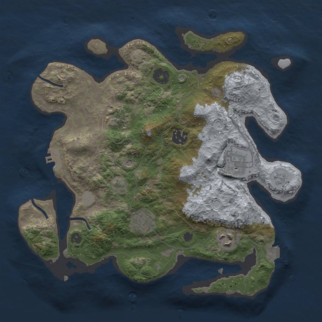 Rust Map: Procedural Map, Size: 3000, Seed: 1368986380, 12 Monuments