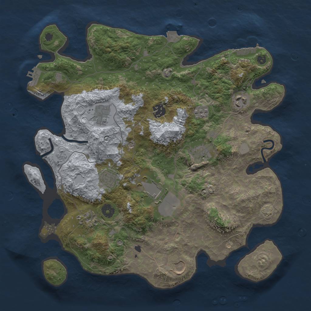Rust Map: Procedural Map, Size: 3500, Seed: 1061544704, 17 Monuments