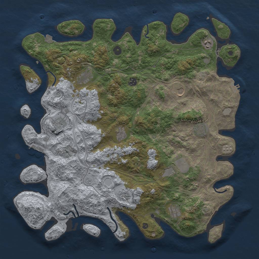 Rust Map: Procedural Map, Size: 4500, Seed: 437502501, 19 Monuments