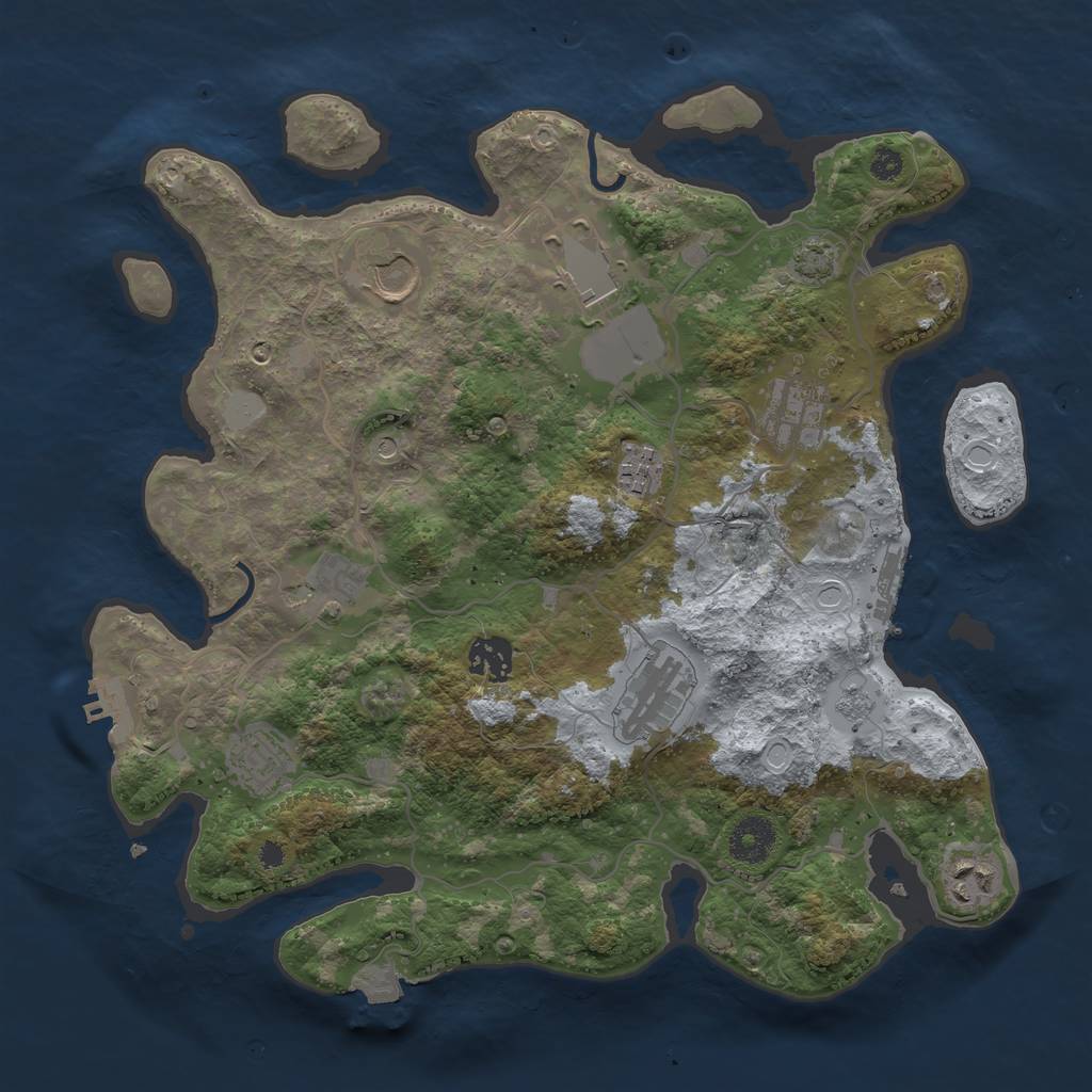 Rust Map: Procedural Map, Size: 3500, Seed: 1141643927, 17 Monuments