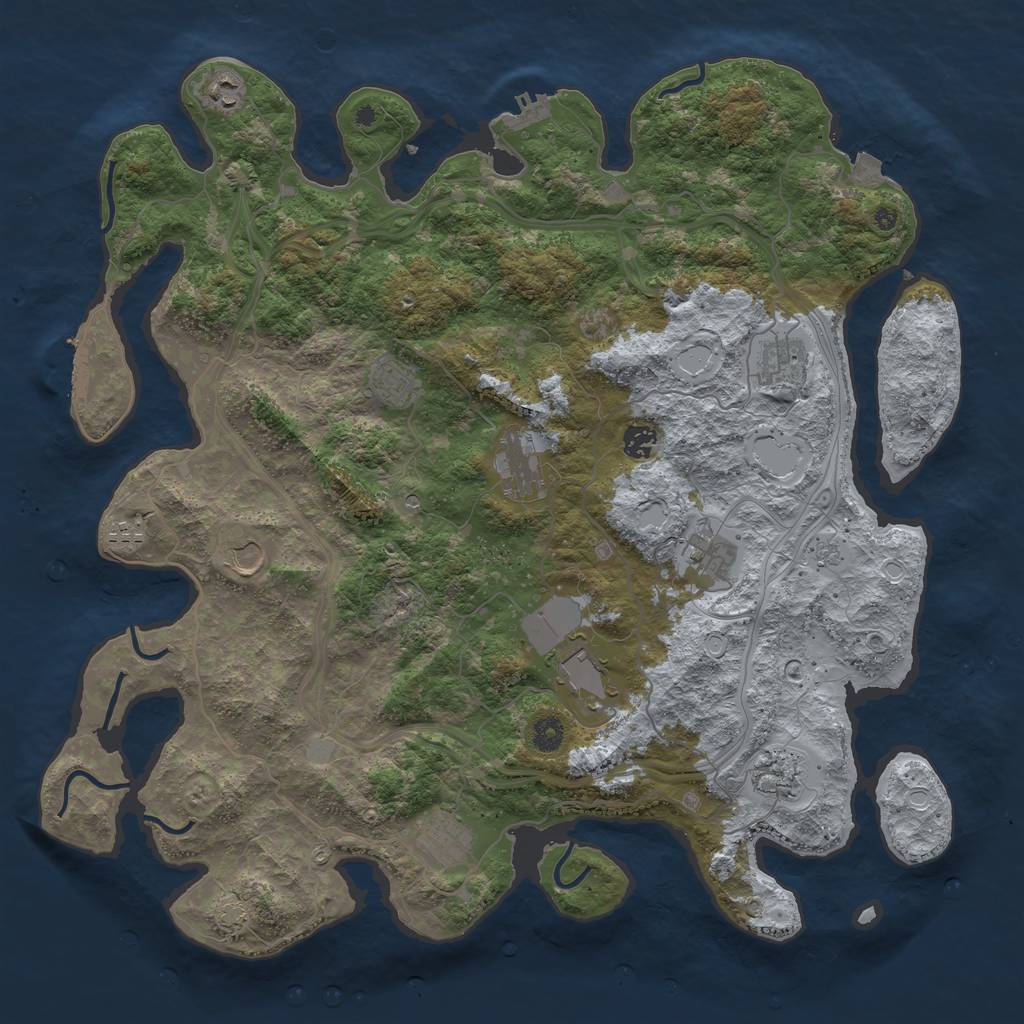 Rust Map: Procedural Map, Size: 4500, Seed: 1060425557, 19 Monuments