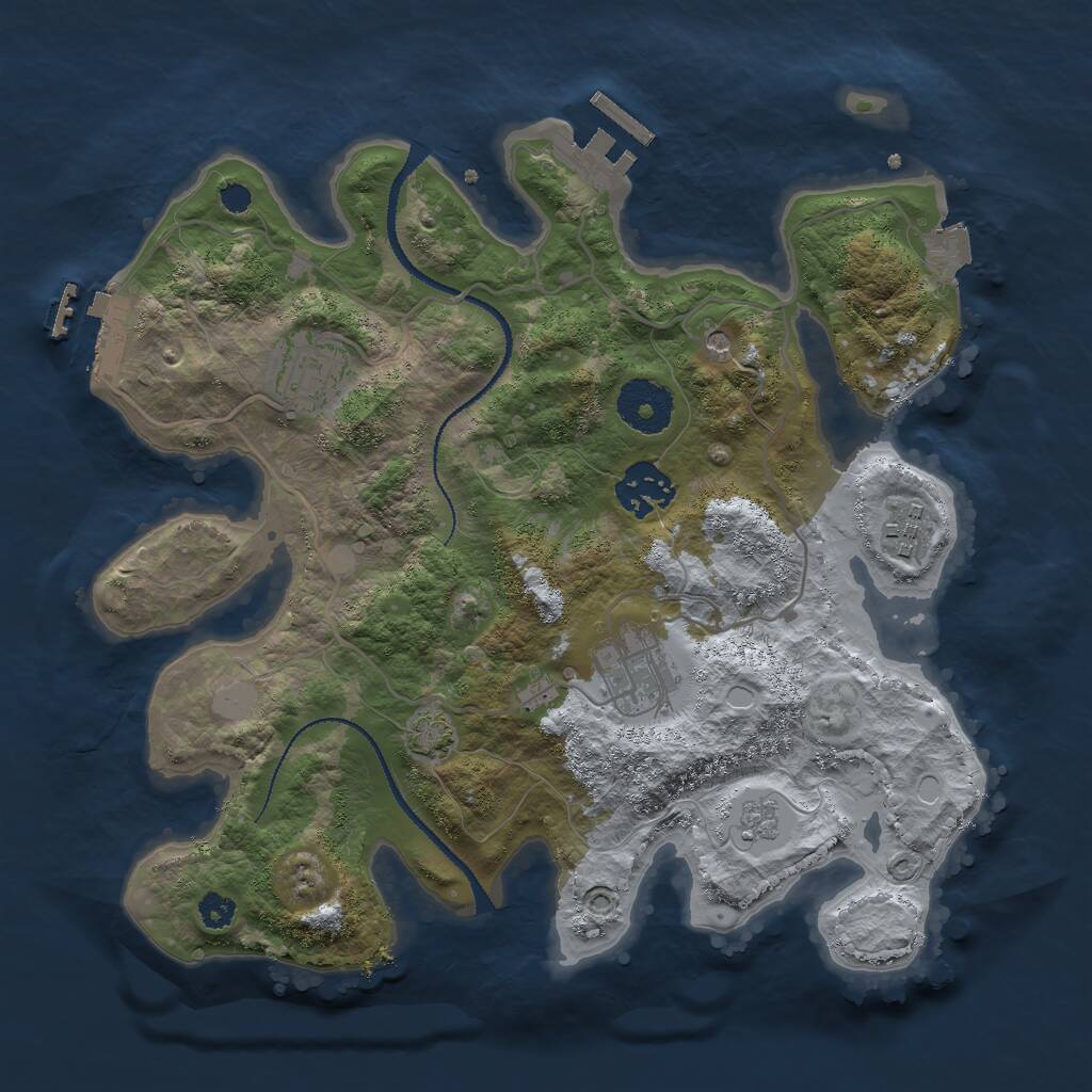 Rust Map: Procedural Map, Size: 3000, Seed: 619929592, 10 Monuments