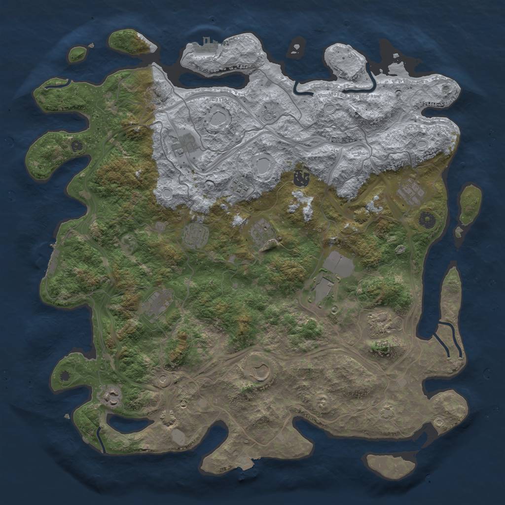 Rust Map: Procedural Map, Size: 4500, Seed: 1032956067, 19 Monuments