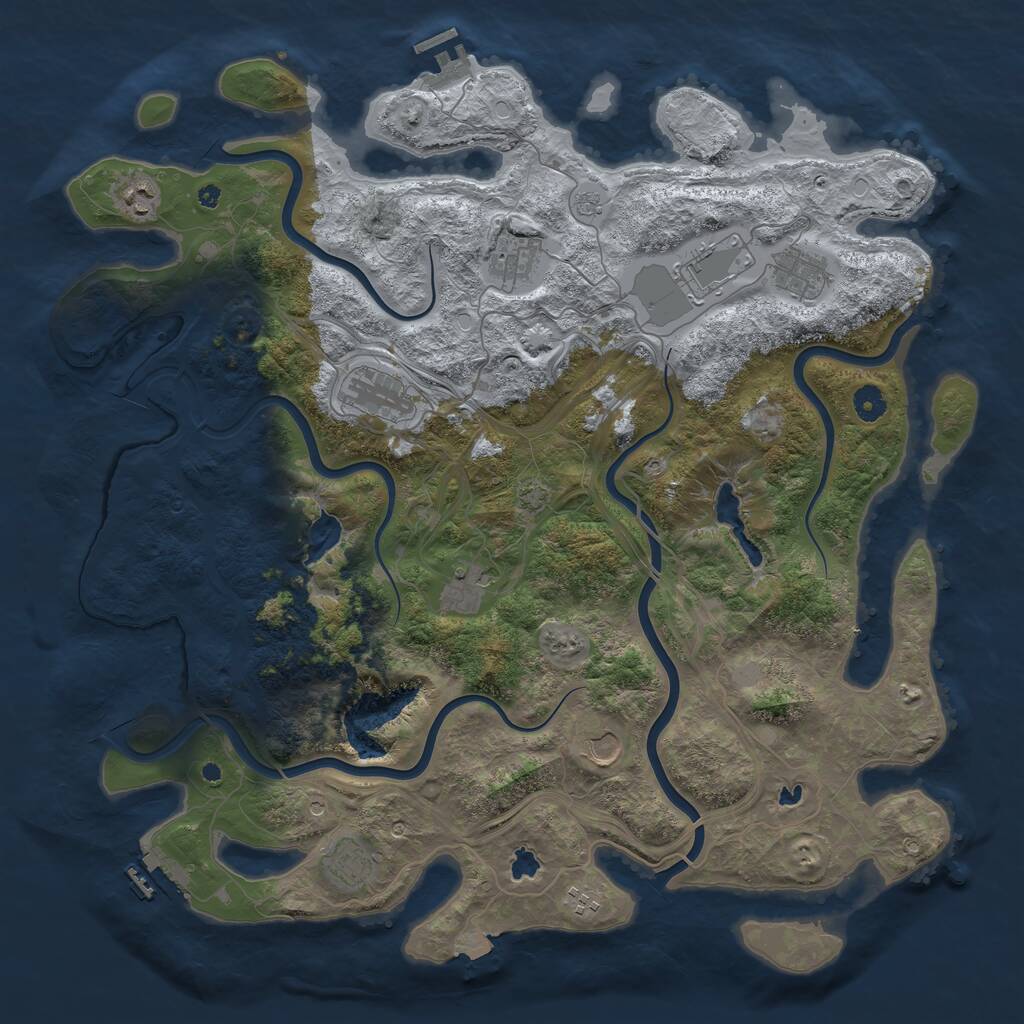 Rust Map: Procedural Map, Size: 4500, Seed: 1032956067, 15 Monuments