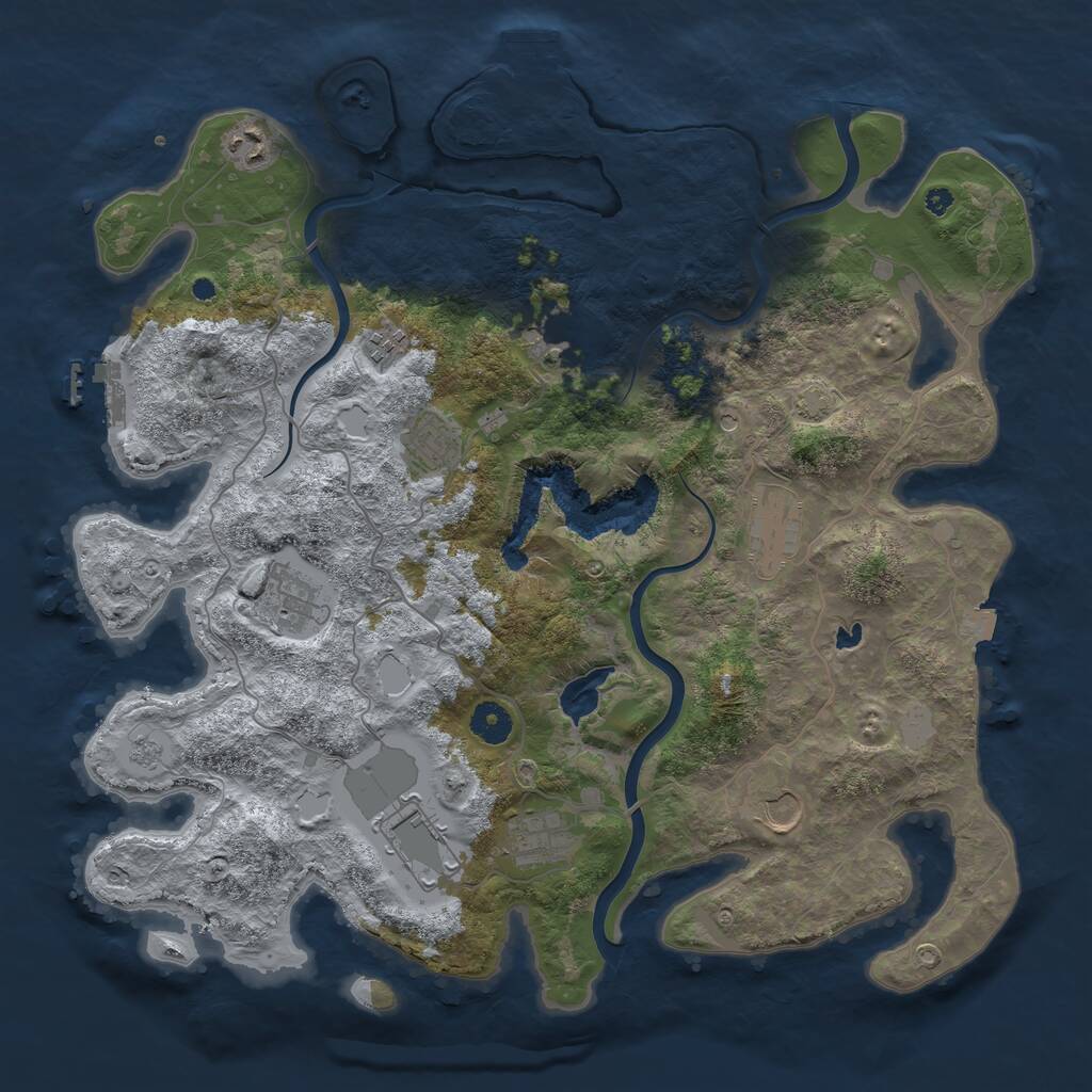 Rust Map: Procedural Map, Size: 4000, Seed: 481081493, 15 Monuments