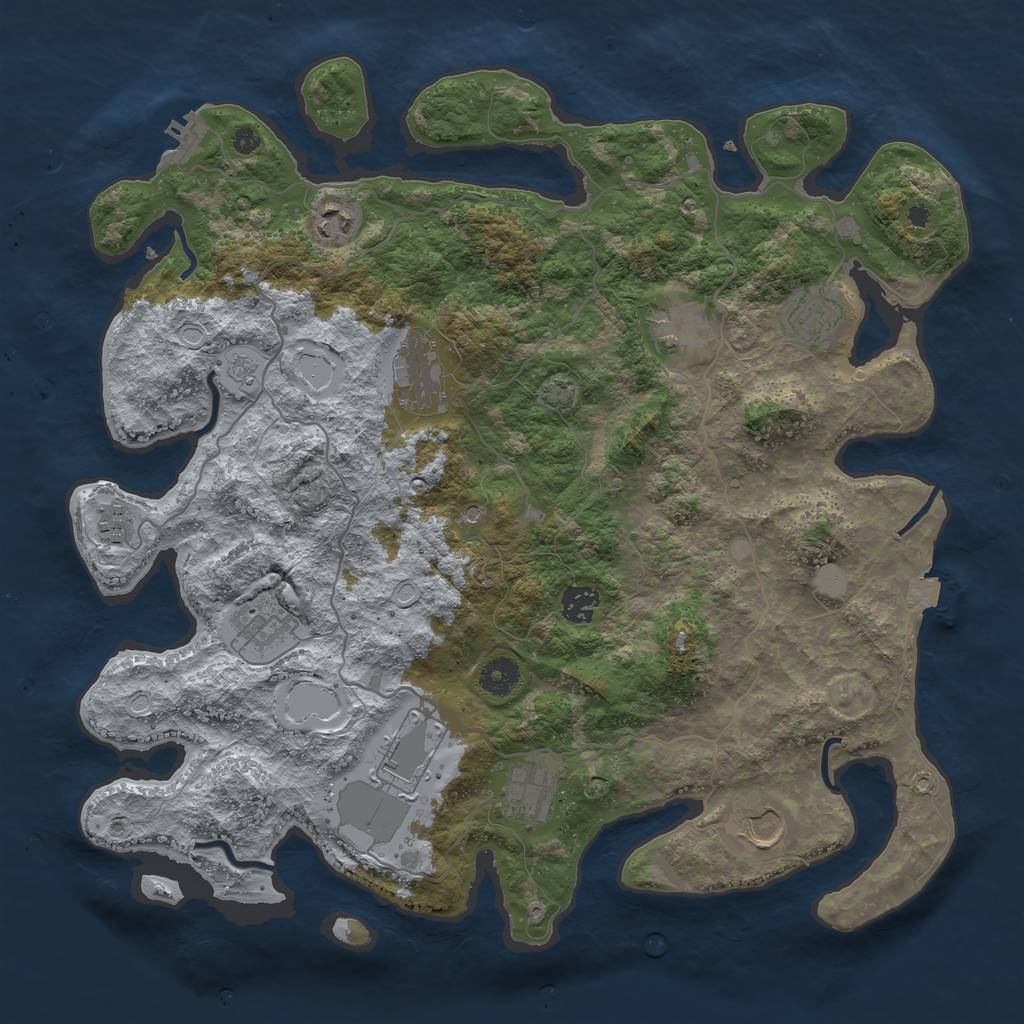 Rust Map: Procedural Map, Size: 4000, Seed: 481081493, 17 Monuments