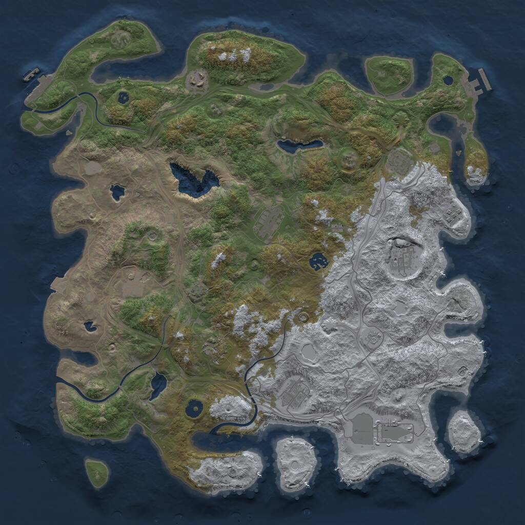 Rust Map: Procedural Map, Size: 4500, Seed: 1129676445, 16 Monuments