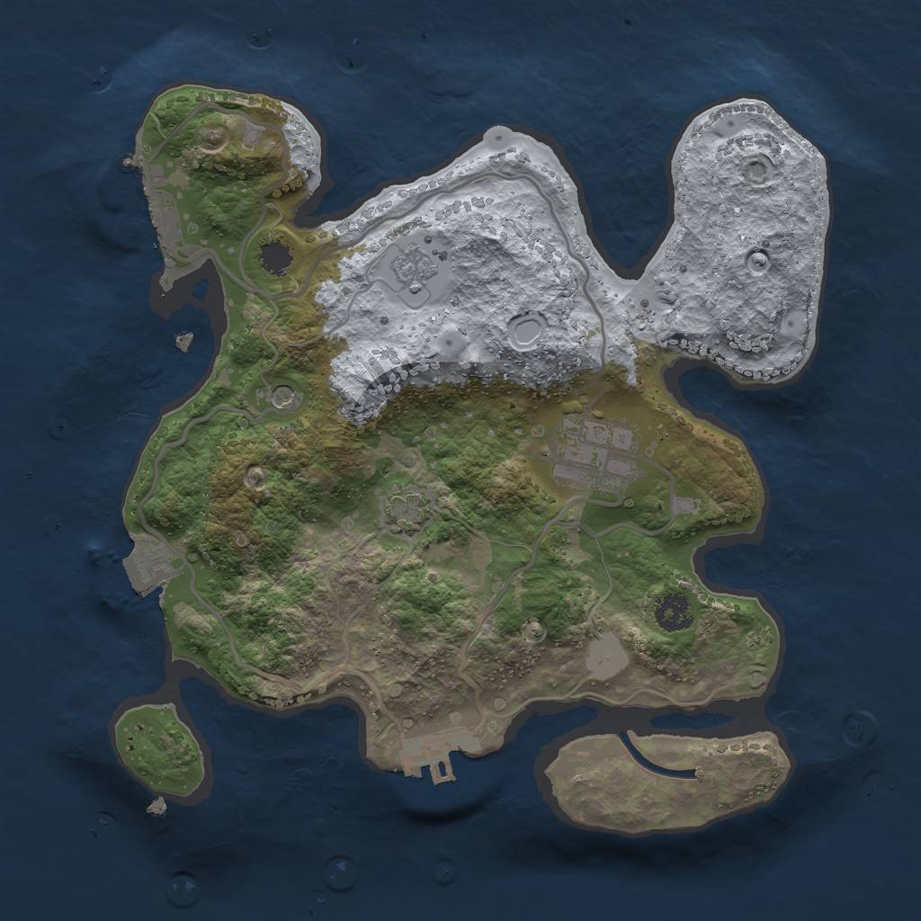 Rust Map: Procedural Map, Size: 2500, Seed: 1715937017, 9 Monuments