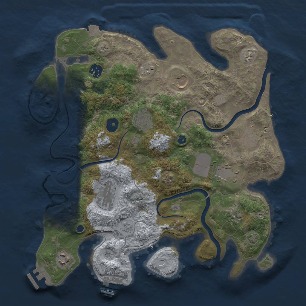 Rust Map: Procedural Map, Size: 3500, Seed: 353243325, 15 Monuments