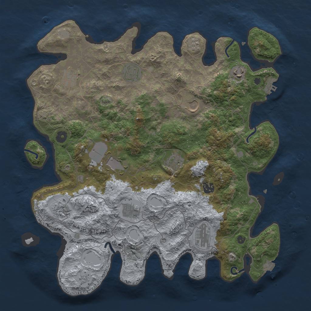 Rust Map: Procedural Map, Size: 4000, Seed: 1678156019, 18 Monuments