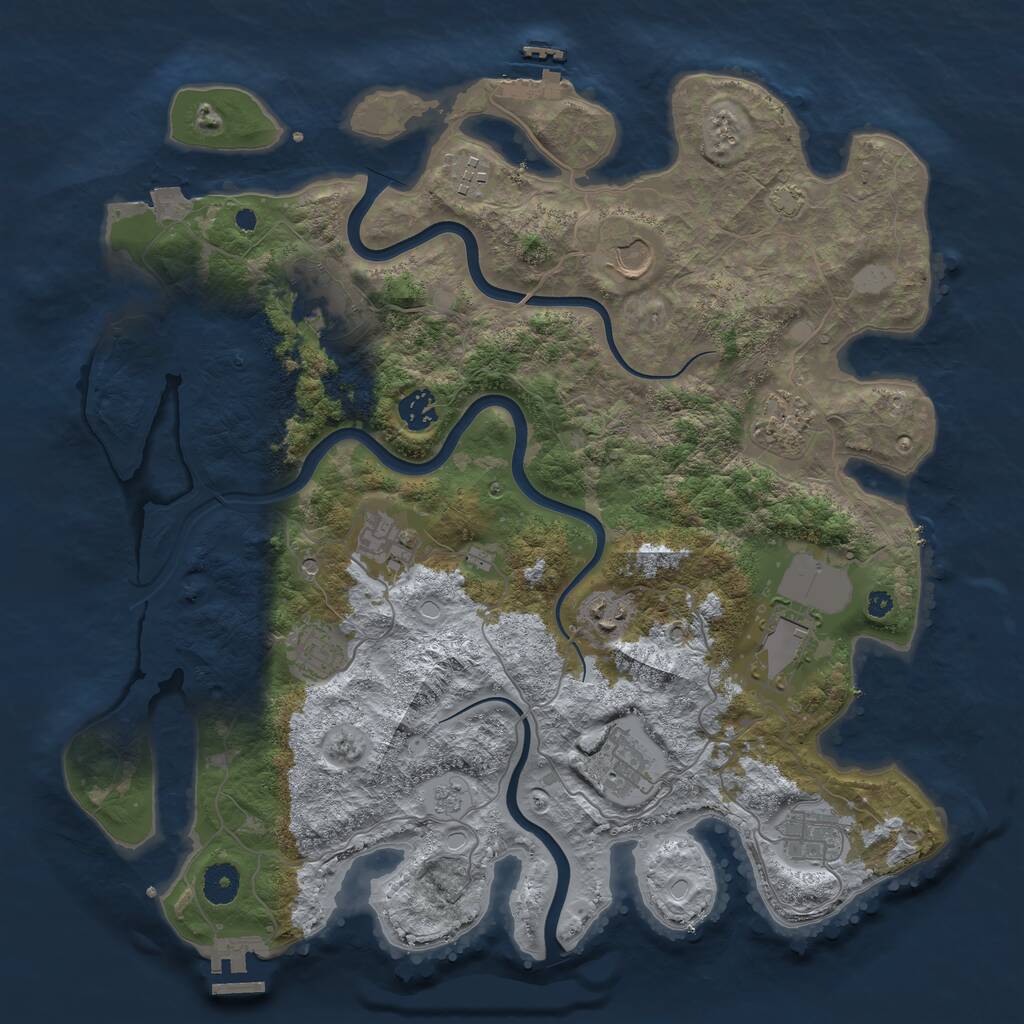 Rust Map: Procedural Map, Size: 3909, Seed: 27951, 17 Monuments
