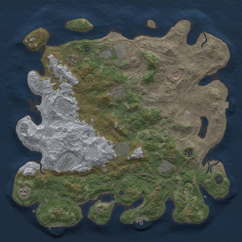 Rust Map: Procedural Map, Size: 4250, Seed: 1847863622, 19 Monuments