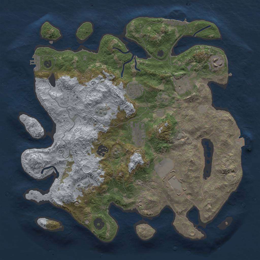Rust Map: Procedural Map, Size: 3500, Seed: 10037, 16 Monuments