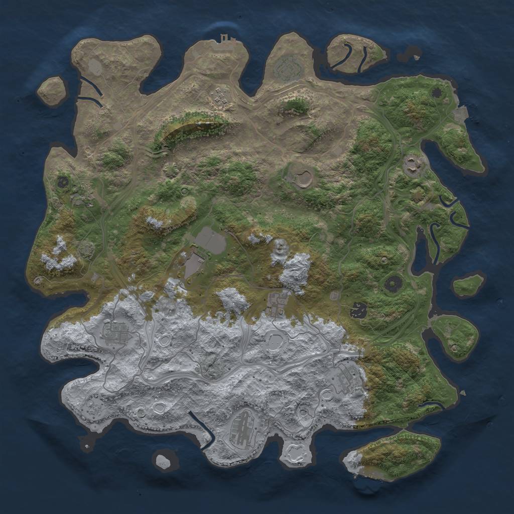 Rust Map: Procedural Map, Size: 4500, Seed: 202978868, 19 Monuments