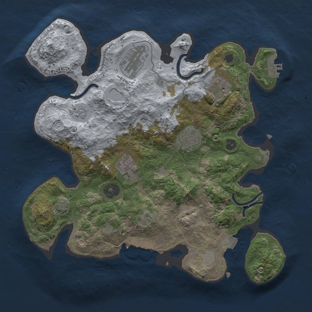 Rust Map: Procedural Map, Size: 3000, Seed: 8163800, 12 Monuments