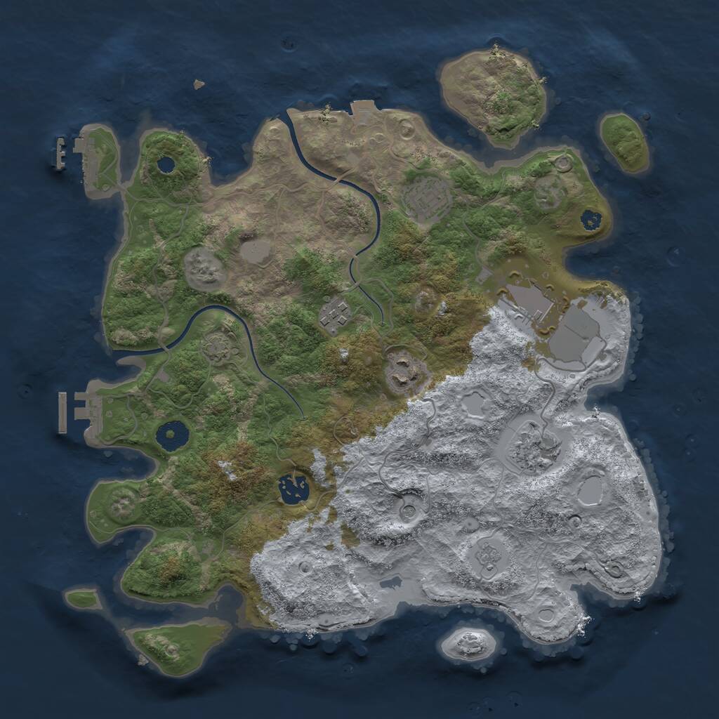 Rust Map: Procedural Map, Size: 3500, Seed: 1430371969, 12 Monuments
