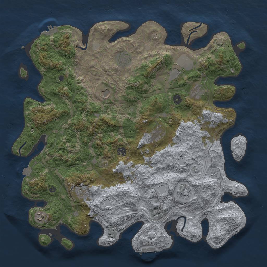 Rust Map: Procedural Map, Size: 4250, Seed: 1645868489, 18 Monuments