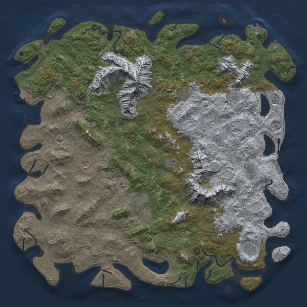 Rust Map: Procedural Map, Size: 6000, Seed: 884696628, 19 Monuments