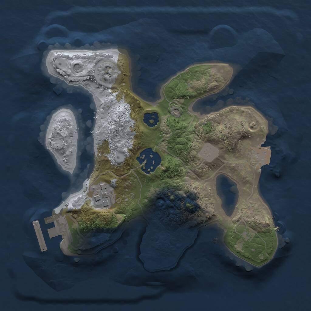 Rust Map: Procedural Map, Size: 2000, Seed: 71223, 4 Monuments