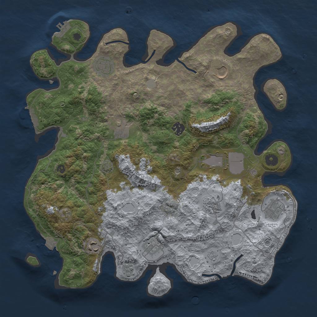Rust Map: Procedural Map, Size: 3786, Seed: 50000, 18 Monuments