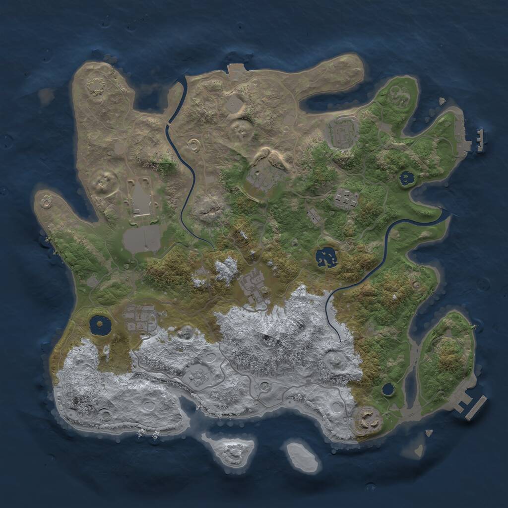 Rust Map: Procedural Map, Size: 3550, Seed: 628945985, 14 Monuments