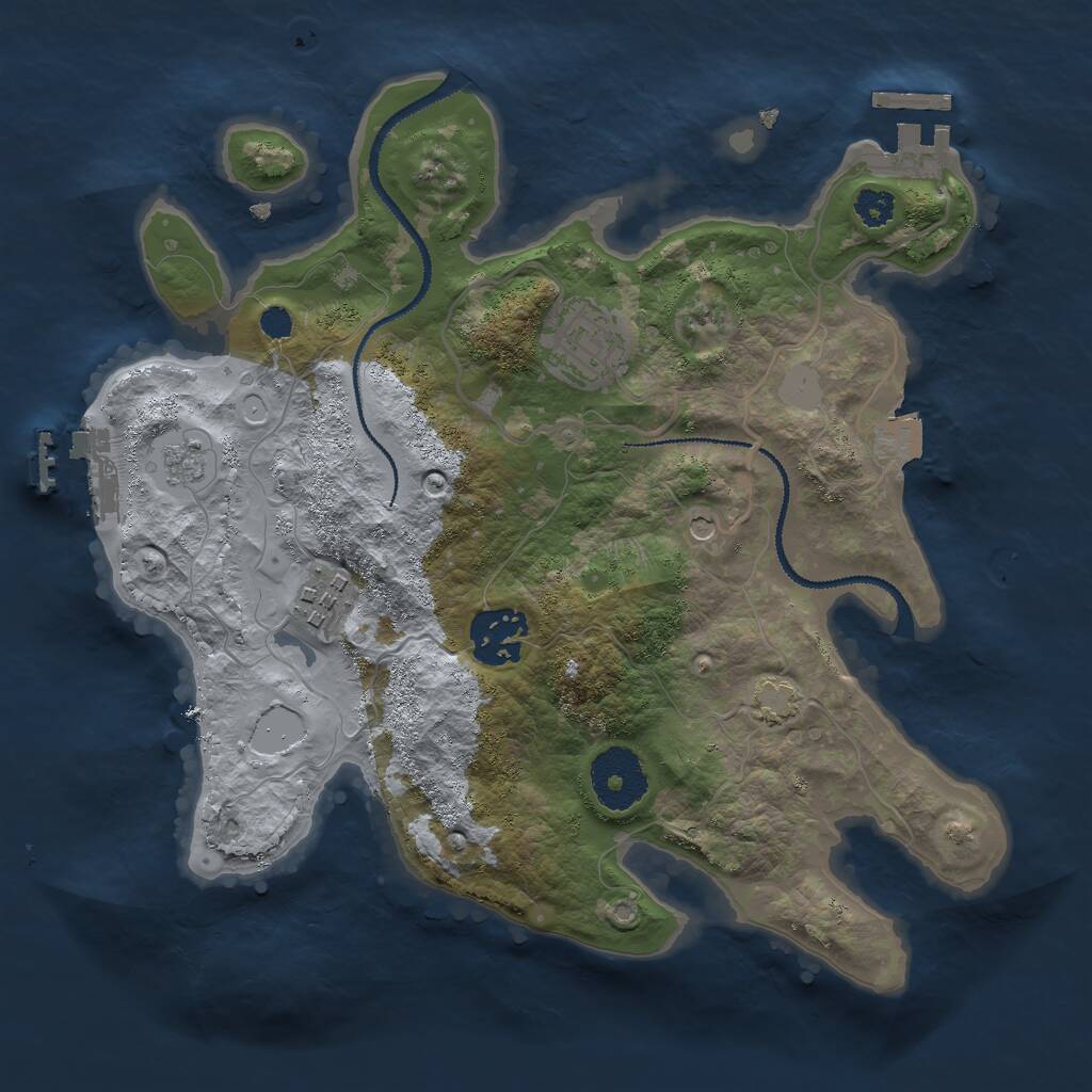 Rust Map: Procedural Map, Size: 2800, Seed: 1195549590, 9 Monuments