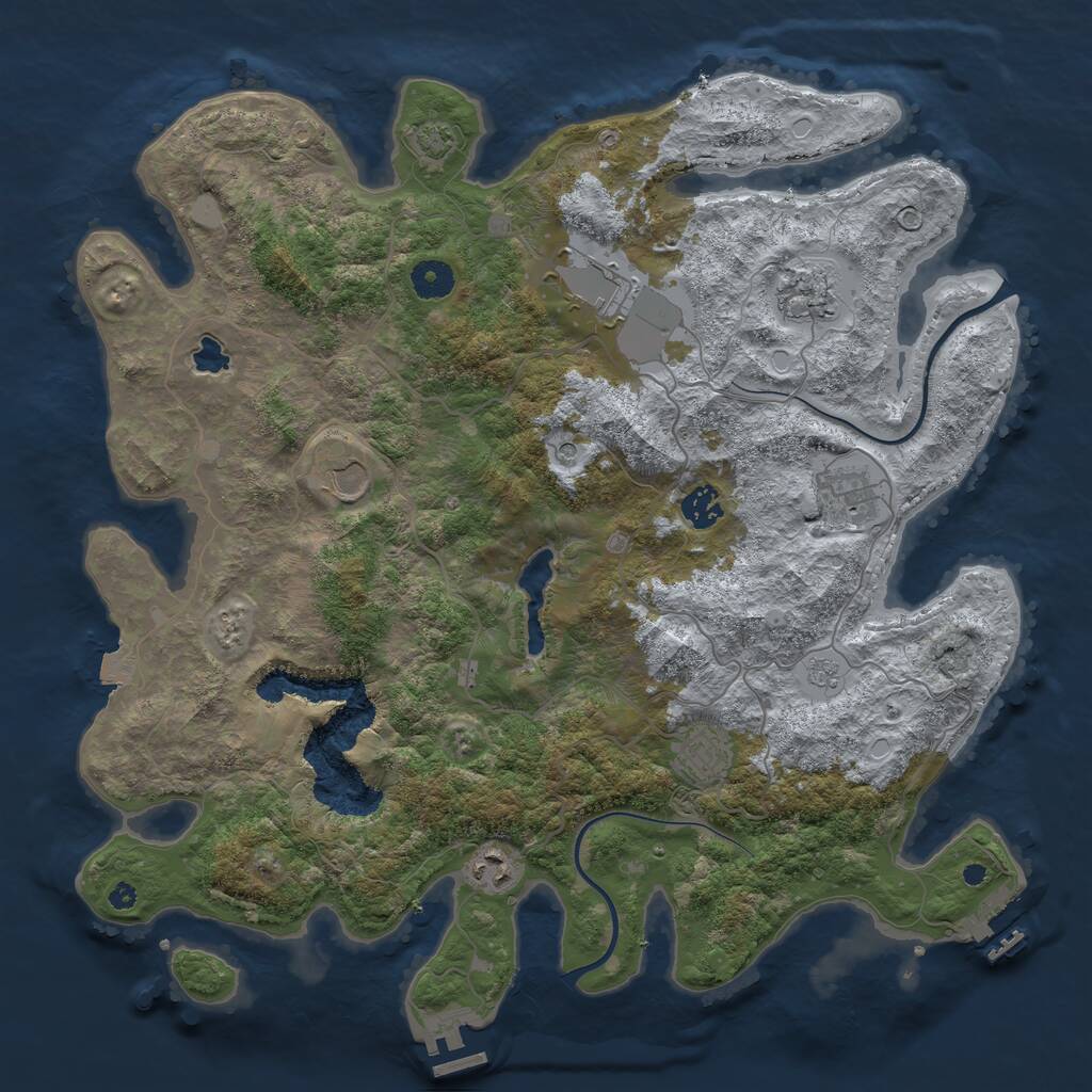 Rust Map: Procedural Map, Size: 4000, Seed: 507929095, 13 Monuments