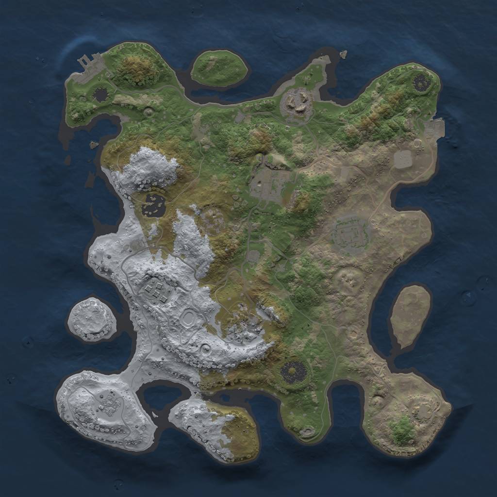 Rust Map: Procedural Map, Size: 3000, Seed: 42361, 12 Monuments