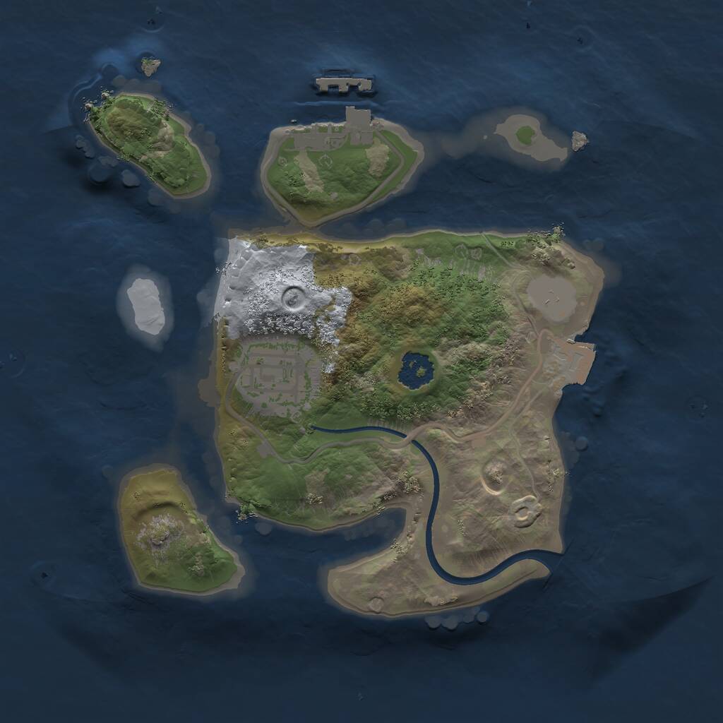 Rust Map: Procedural Map, Size: 2000, Seed: 88998465, 3 Monuments