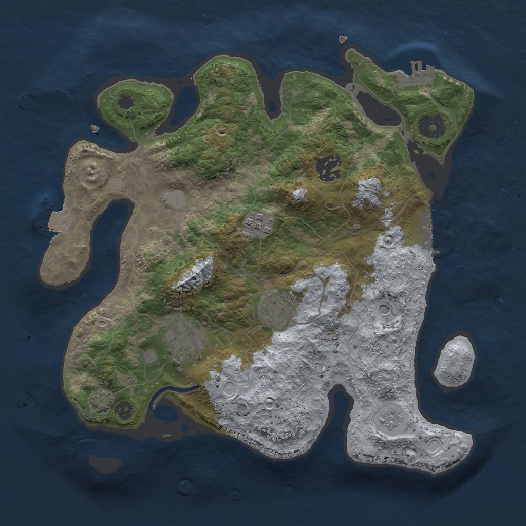 Rust Map: Procedural Map, Size: 3000, Seed: 486509072, 12 Monuments