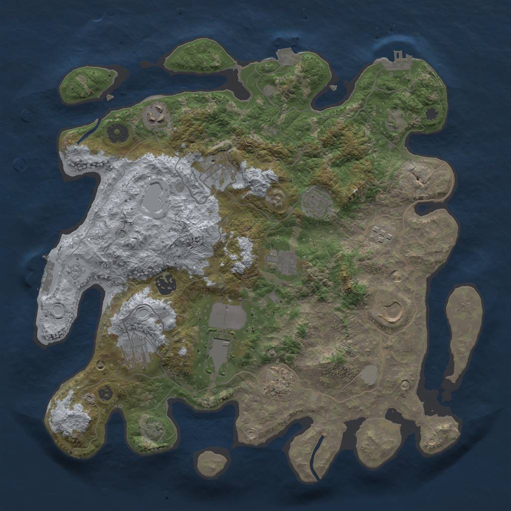 Rust Map: Procedural Map, Size: 3700, Seed: 1210076955, 18 Monuments