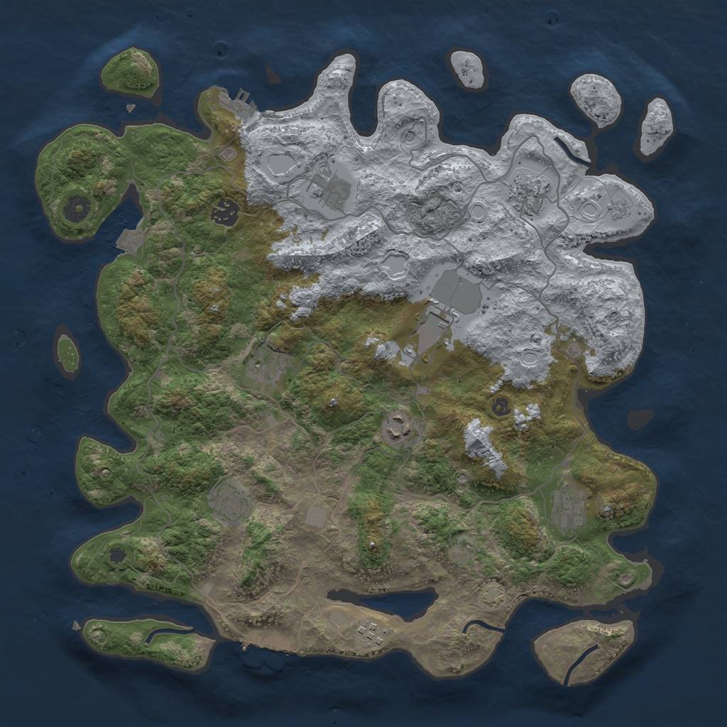 Rust Map: Procedural Map, Size: 4000, Seed: 23422, 17 Monuments