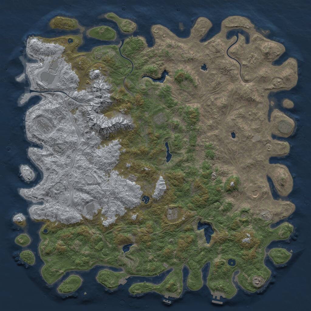 Rust Map: Procedural Map, Size: 6000, Seed: 127491801, 17 Monuments