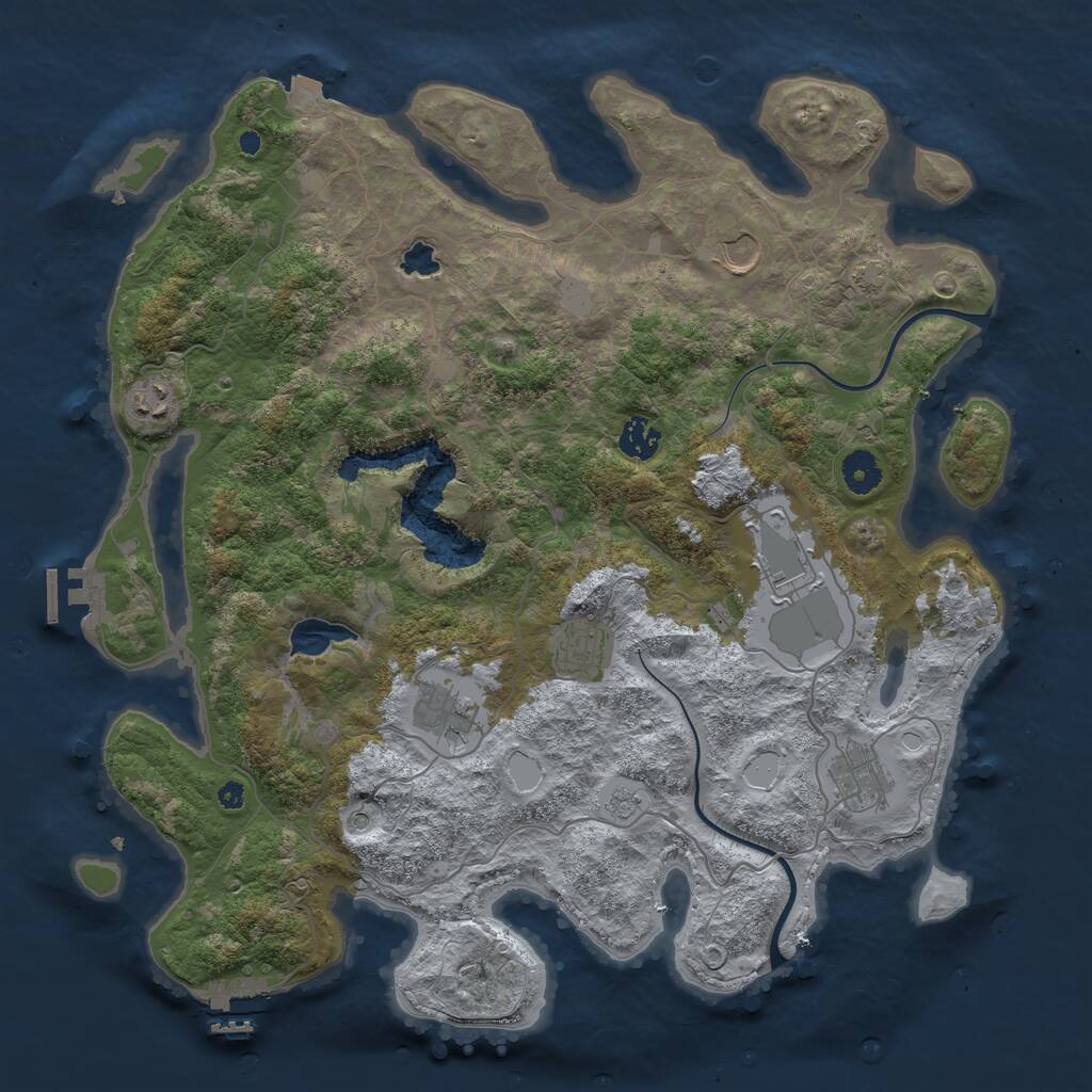 Rust Map: Procedural Map, Size: 4000, Seed: 907745207, 13 Monuments
