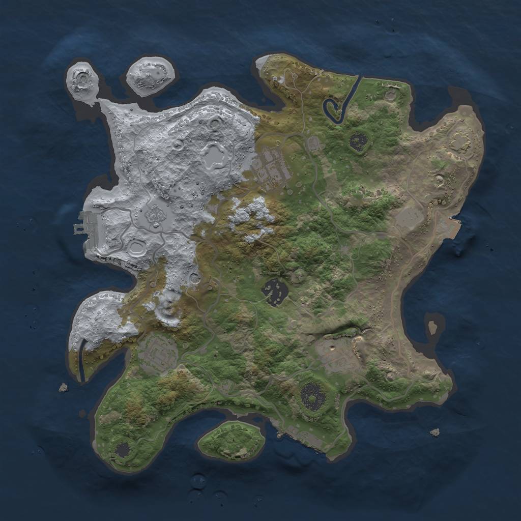 Rust Map: Procedural Map, Size: 3000, Seed: 7684, 12 Monuments