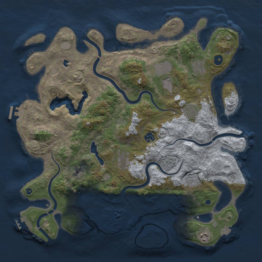 Rust Map: Procedural Map, Size: 4050, Seed: 1263065745, 14 Monuments