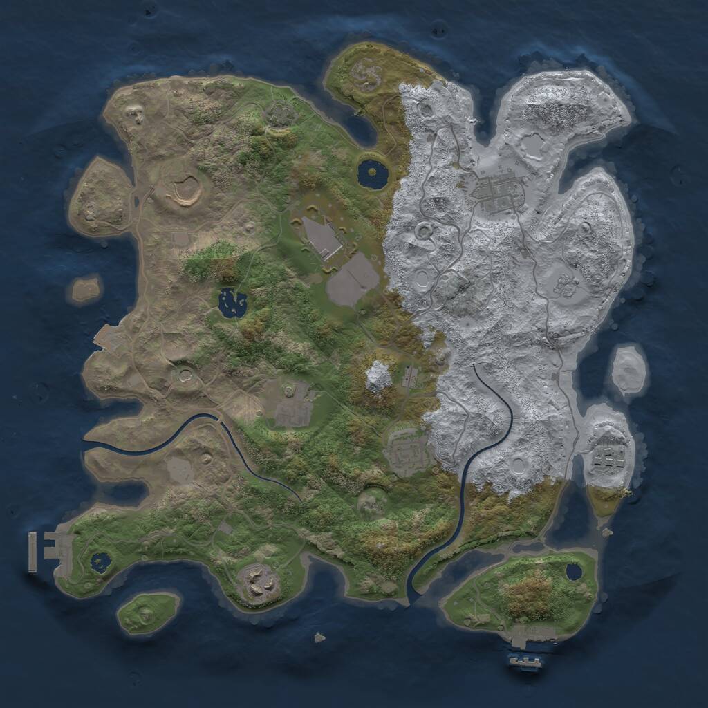 Rust Map: Procedural Map, Size: 3500, Seed: 1313960703, 14 Monuments